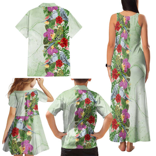 Aussie Budgies Blue And Green Tropical Birds Family Matching Tank Maxi Dress and Hawaiian Shirt - Aussie Hoodie