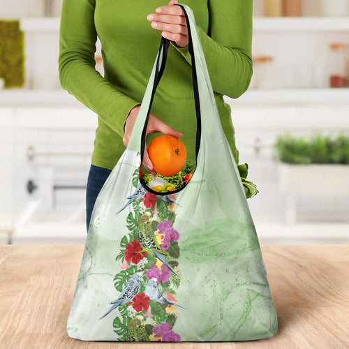 Aussie Budgies Blue And Green Tropical Birds Grocery Bag - Aussie Hoodie