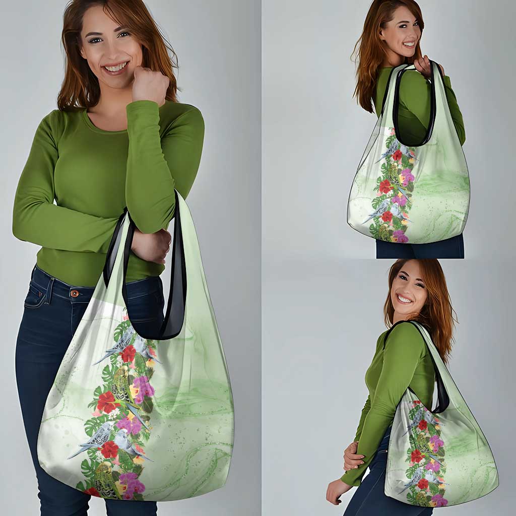 Aussie Budgies Blue And Green Tropical Birds Grocery Bag - Aussie Hoodie