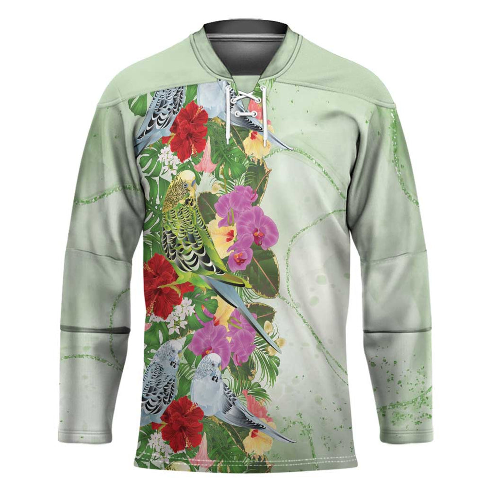 Aussie Budgies Blue And Green Tropical Birds Hockey Jersey - Aussie Hoodie