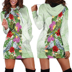Aussie Budgies Blue And Green Tropical Birds Hoodie Dress - Aussie Hoodie
