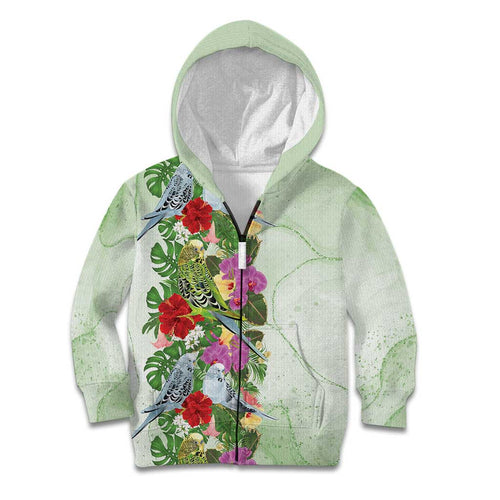 Aussie Budgies Blue And Green Tropical Birds Kid Hoodie - Aussie Hoodie