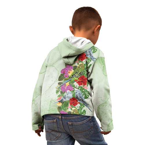 Aussie Budgies Blue And Green Tropical Birds Kid Hoodie - Aussie Hoodie