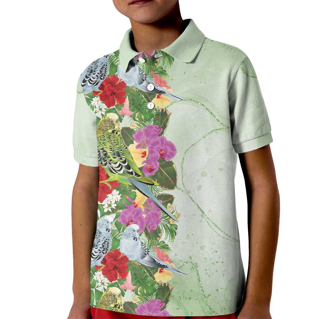 Aussie Budgies Blue And Green Tropical Birds Kid Polo Shirt - Aussie Hoodie