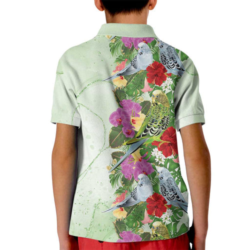 Aussie Budgies Blue And Green Tropical Birds Kid Polo Shirt - Aussie Hoodie