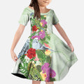 Aussie Budgies Blue And Green Tropical Birds Kid Short Sleeve Dress - Aussie Hoodie