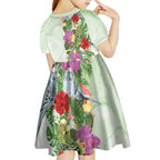 Aussie Budgies Blue And Green Tropical Birds Kid Short Sleeve Dress - Aussie Hoodie