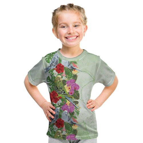 Aussie Budgies Blue And Green Tropical Birds Kid T Shirt - Aussie Hoodie