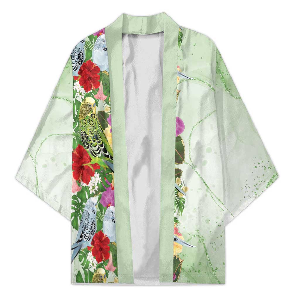 Aussie Budgies Blue And Green Tropical Birds Kimono - Aussie Hoodie