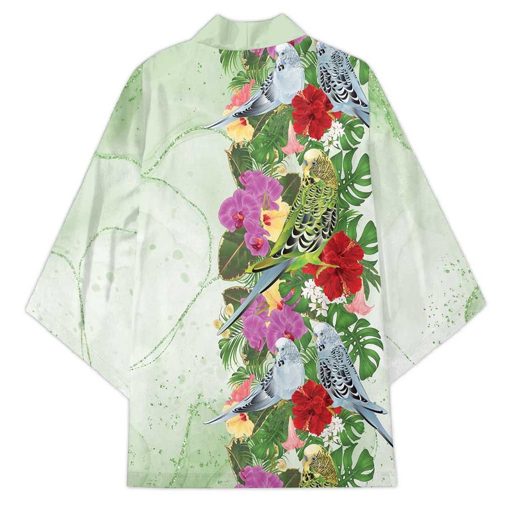 Aussie Budgies Blue And Green Tropical Birds Kimono - Aussie Hoodie