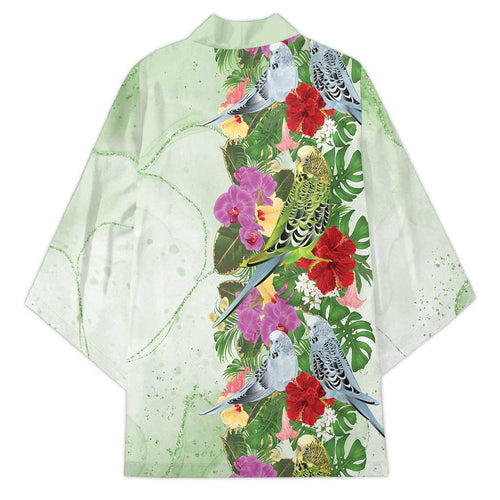 Aussie Budgies Blue And Green Tropical Birds Kimono - Aussie Hoodie