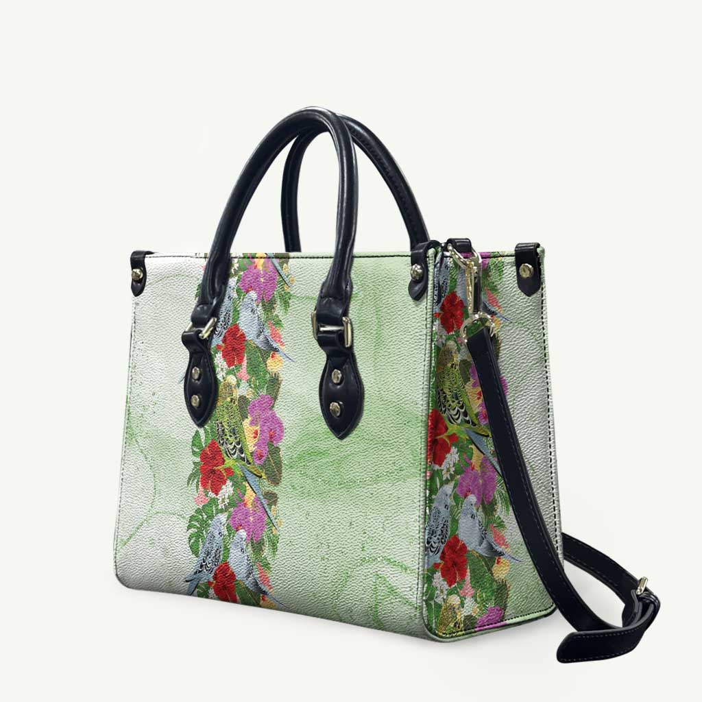 Aussie Budgies Blue And Green Tropical Birds Leather Bag - Aussie Hoodie