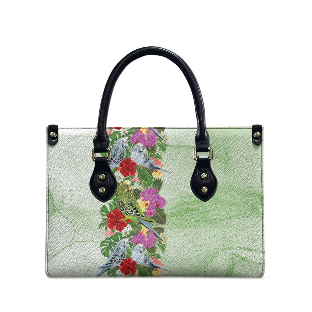 Aussie Budgies Blue And Green Tropical Birds Leather Bag - Aussie Hoodie