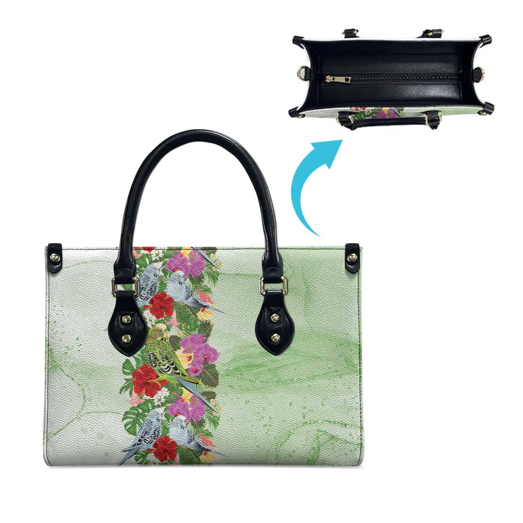 Aussie Budgies Blue And Green Tropical Birds Leather Bag - Aussie Hoodie