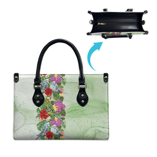 Aussie Budgies Blue And Green Tropical Birds Leather Bag - Aussie Hoodie