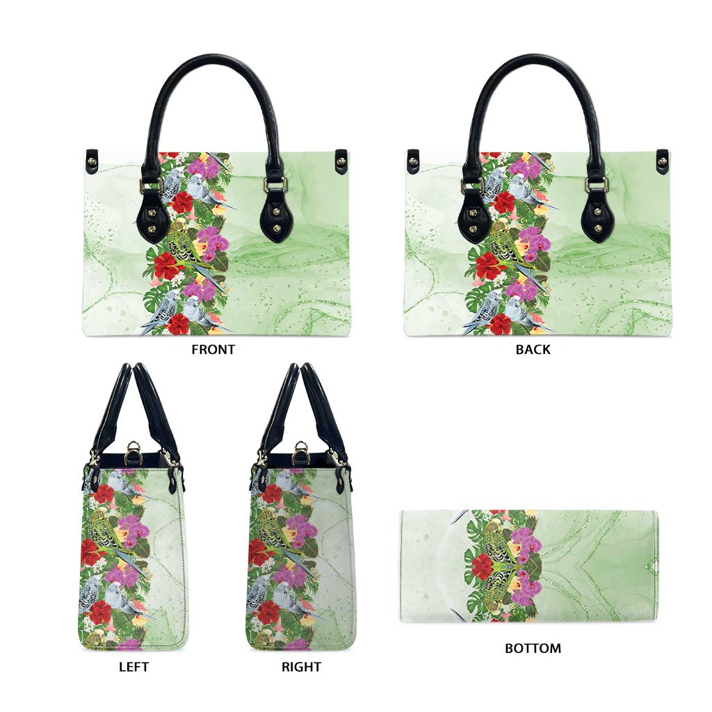 Aussie Budgies Blue And Green Tropical Birds Leather Bag - Aussie Hoodie