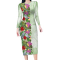 Aussie Budgies Blue And Green Tropical Birds Long Sleeve Bodycon Dress - Aussie Hoodie