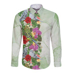 Aussie Budgies Blue And Green Tropical Birds Long Sleeve Button Shirt - Aussie Hoodie