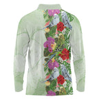 Aussie Budgies Blue And Green Tropical Birds Long Sleeve Polo Shirt - Aussie Hoodie