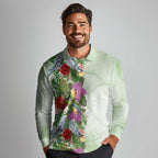 Aussie Budgies Blue And Green Tropical Birds Long Sleeve Polo Shirt - Aussie Hoodie