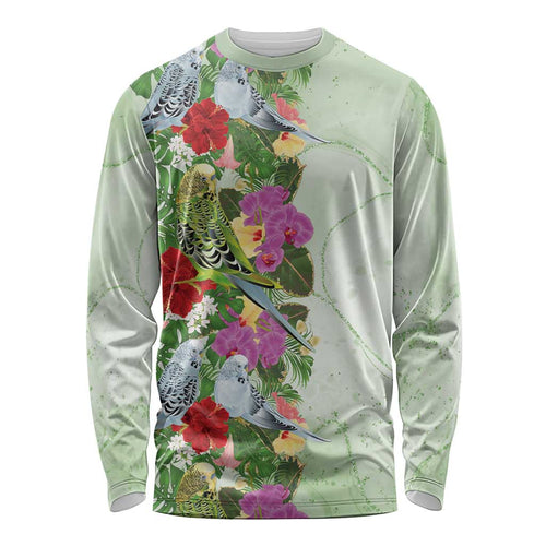 Aussie Budgies Blue And Green Tropical Birds Long Sleeve Shirt - Aussie Hoodie
