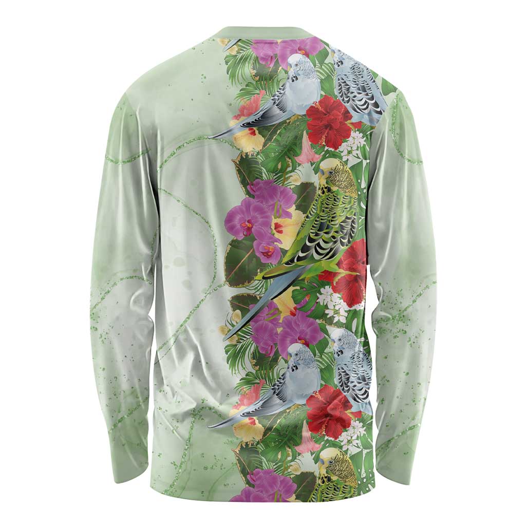 Aussie Budgies Blue And Green Tropical Birds Long Sleeve Shirt - Aussie Hoodie