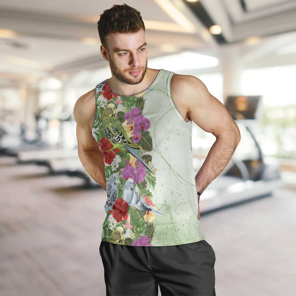 Aussie Budgies Blue And Green Tropical Birds Men Tank Top - Aussie Hoodie