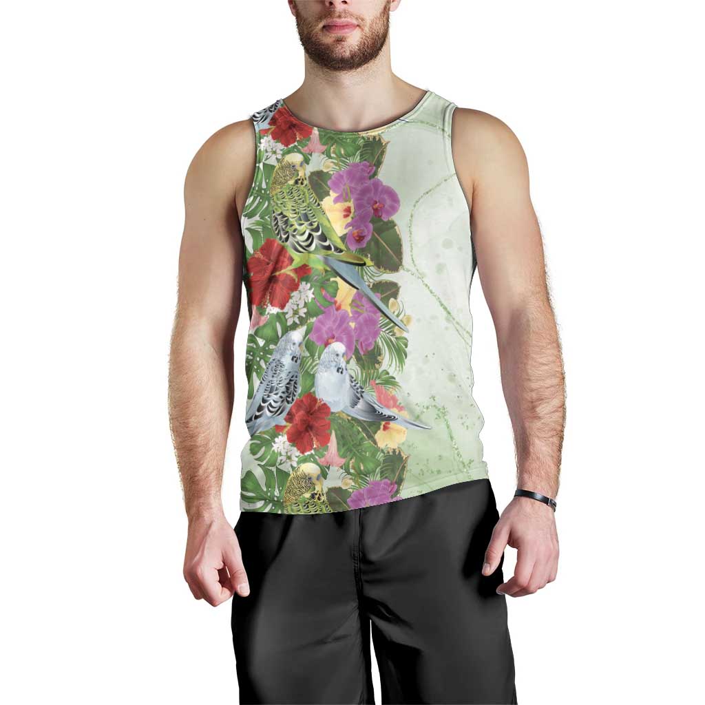 Aussie Budgies Blue And Green Tropical Birds Men Tank Top - Aussie Hoodie