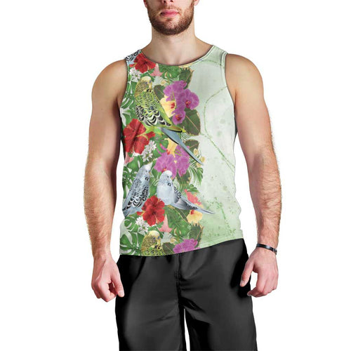 Aussie Budgies Blue And Green Tropical Birds Men Tank Top - Aussie Hoodie