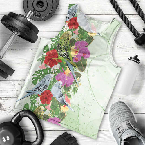 Aussie Budgies Blue And Green Tropical Birds Men Tank Top - Aussie Hoodie