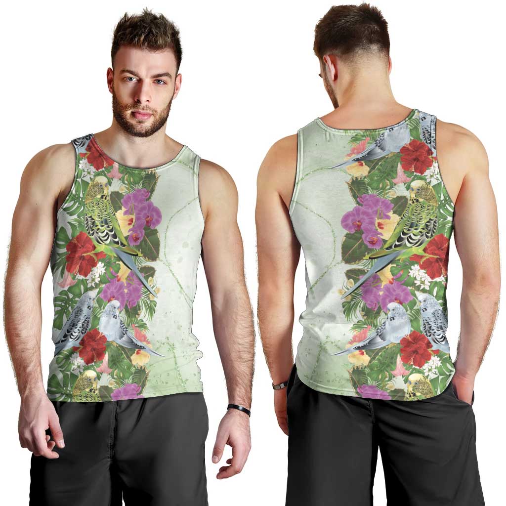 Aussie Budgies Blue And Green Tropical Birds Men Tank Top - Aussie Hoodie