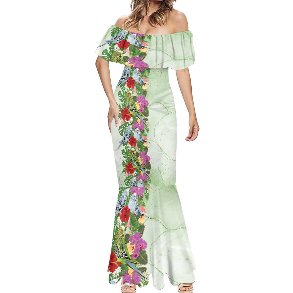 Aussie Budgies Blue And Green Tropical Birds Mermaid Dress - Aussie Hoodie