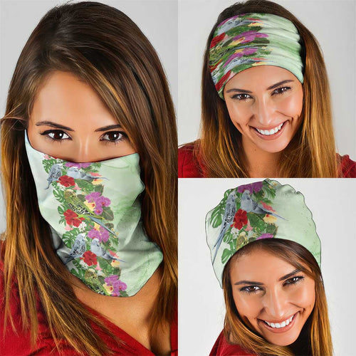 Aussie Budgies Blue And Green Tropical Birds Neck Gaiter - Aussie Hoodie