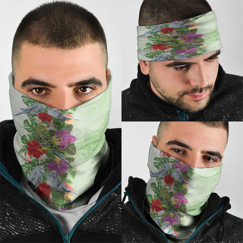Aussie Budgies Blue And Green Tropical Birds Neck Gaiter - Aussie Hoodie