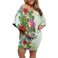 Aussie Budgies Blue And Green Tropical Birds Off Shoulder Short Dress - Aussie Hoodie
