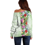 Aussie Budgies Blue And Green Tropical Birds Off Shoulder Sweater - Aussie Hoodie