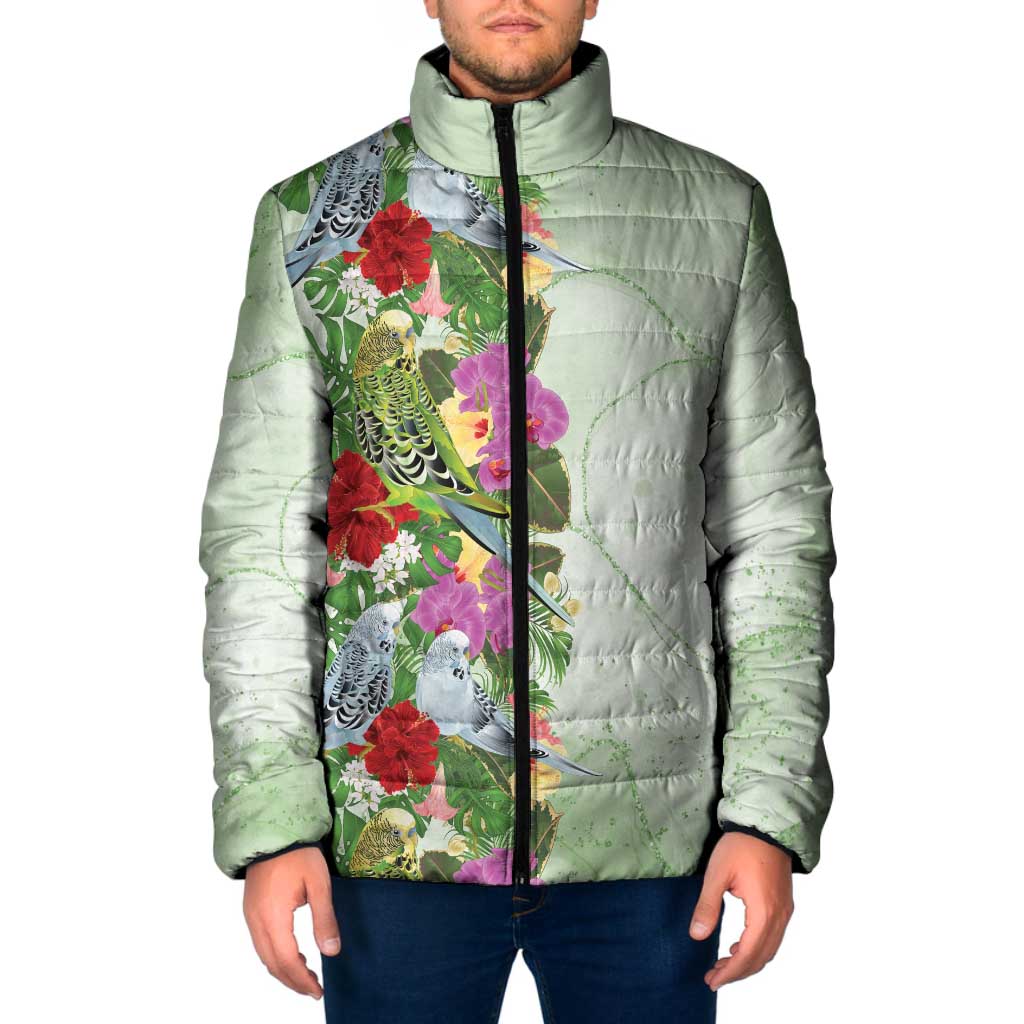 Aussie Budgies Blue And Green Tropical Birds Padded Jacket - Aussie Hoodie