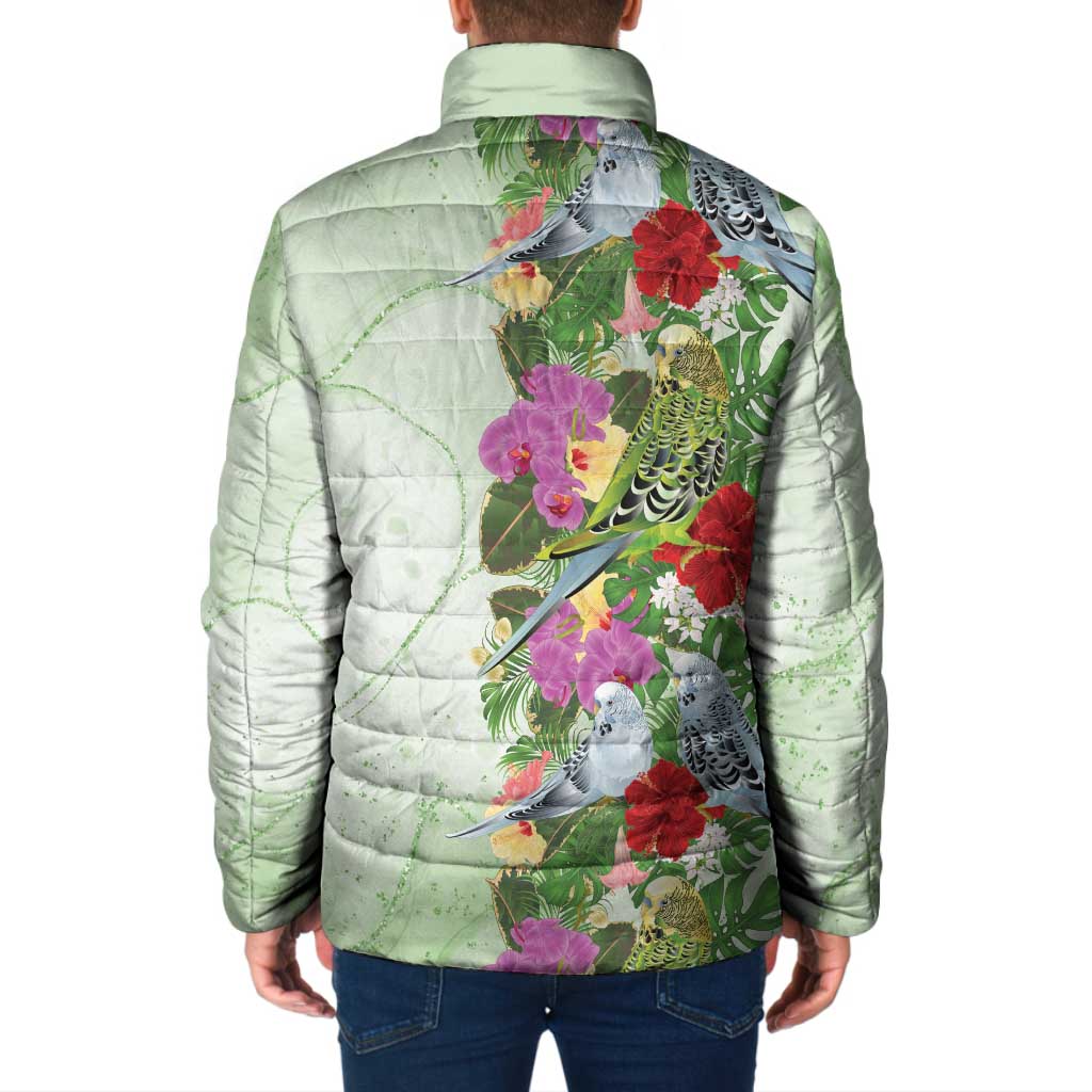 Aussie Budgies Blue And Green Tropical Birds Padded Jacket - Aussie Hoodie