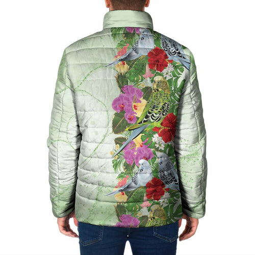Aussie Budgies Blue And Green Tropical Birds Padded Jacket - Aussie Hoodie