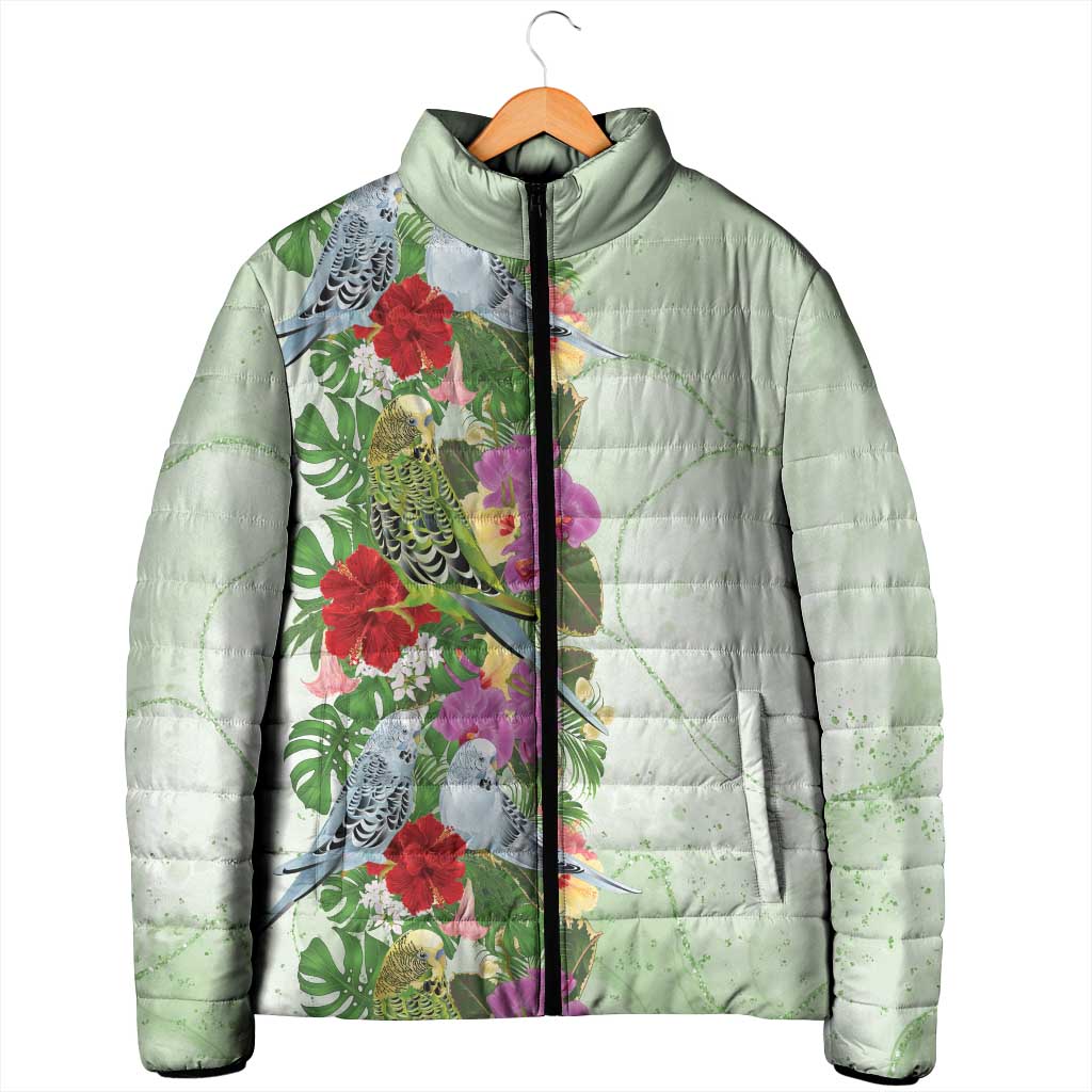 Aussie Budgies Blue And Green Tropical Birds Padded Jacket - Aussie Hoodie