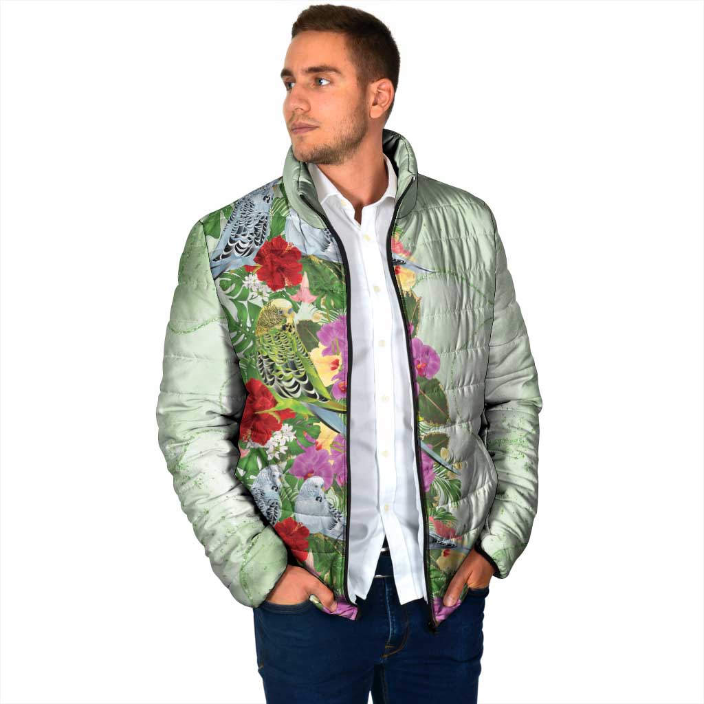 Aussie Budgies Blue And Green Tropical Birds Padded Jacket - Aussie Hoodie