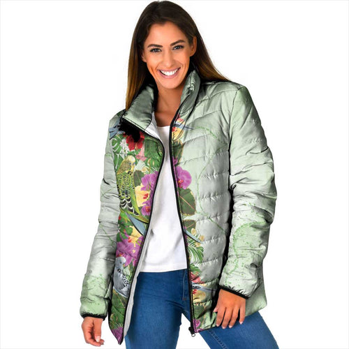 Aussie Budgies Blue And Green Tropical Birds Padded Jacket - Aussie Hoodie