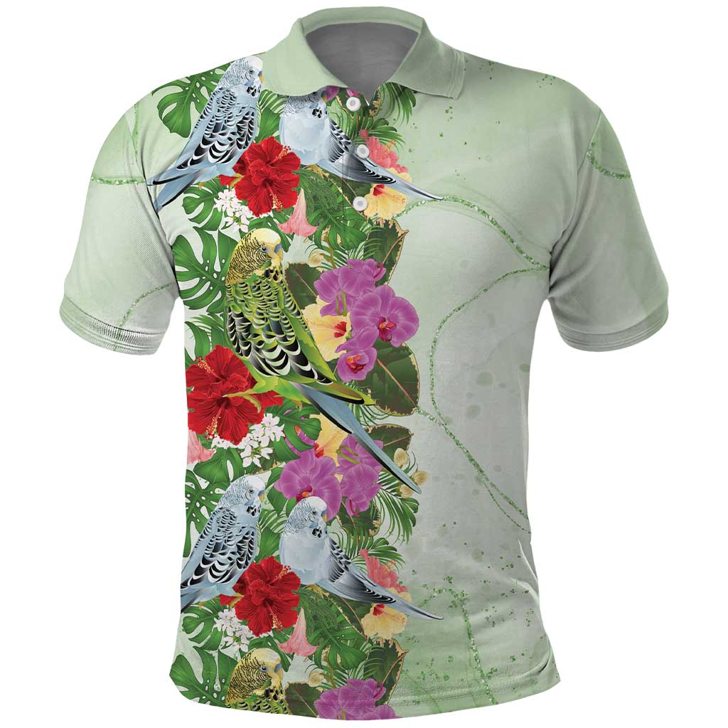 Aussie Budgies Blue And Green Tropical Birds Polo Shirt - Aussie Hoodie