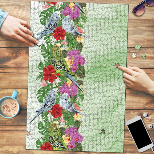 Aussie Budgies Blue And Green Tropical Birds Puzzle - Aussie Hoodie