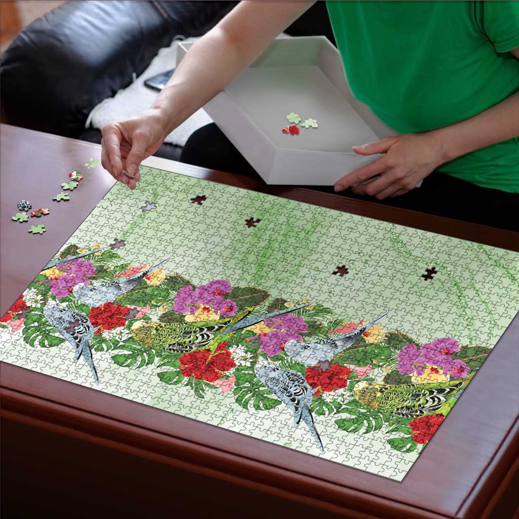Aussie Budgies Blue And Green Tropical Birds Puzzle - Aussie Hoodie