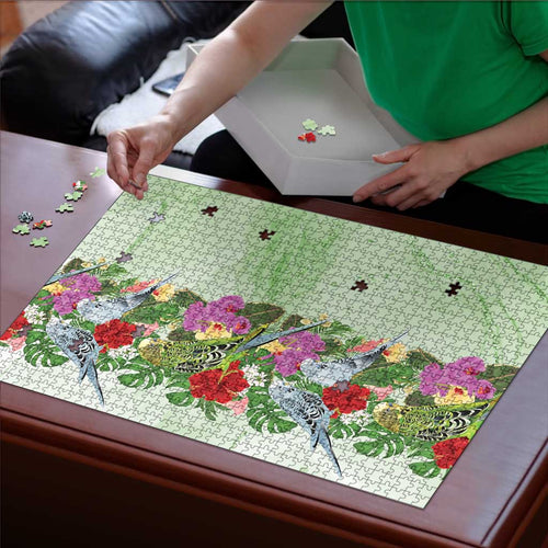 Aussie Budgies Blue And Green Tropical Birds Puzzle - Aussie Hoodie