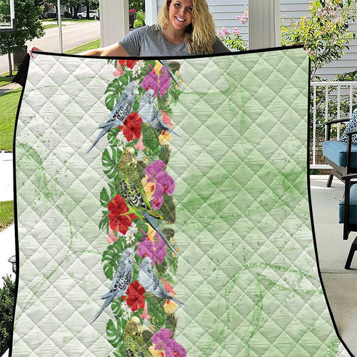 Aussie Budgies Blue And Green Tropical Birds Quilt - Aussie Hoodie