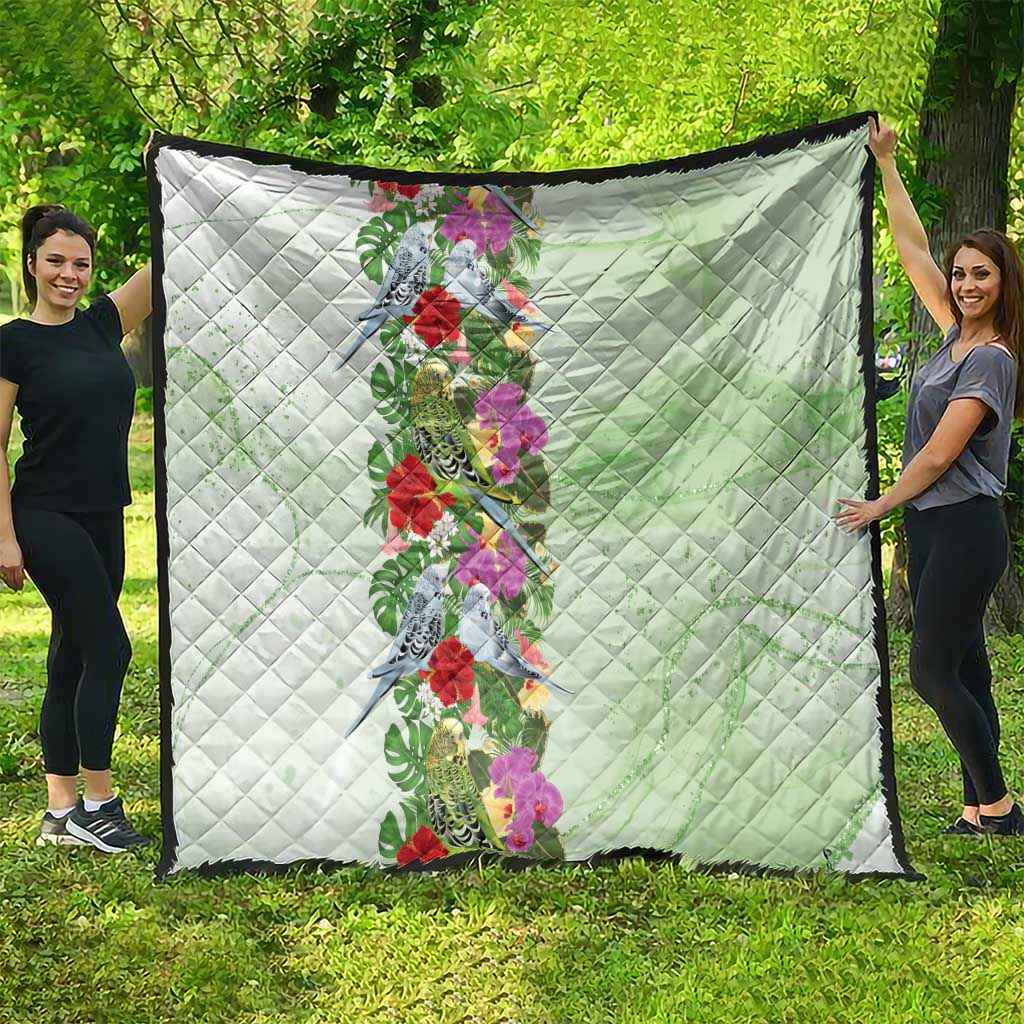 Aussie Budgies Blue And Green Tropical Birds Quilt - Aussie Hoodie