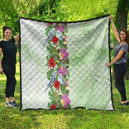 Aussie Budgies Blue And Green Tropical Birds Quilt - Aussie Hoodie