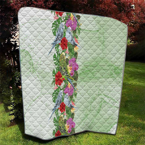 Aussie Budgies Blue And Green Tropical Birds Quilt - Aussie Hoodie